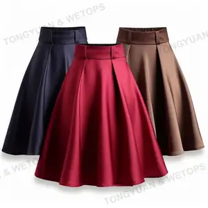 Plus Size 2023 Women Red Black Purple Short Skirt Vintage A-Line Summer Skater Ladies High Waist Casual Skirt VD0020