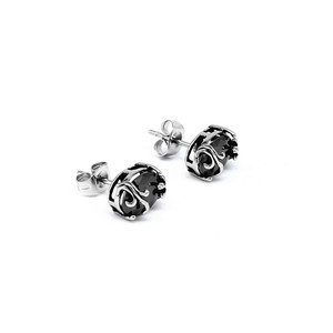 Pendientes de bola negros de acero y titanio yunnique con diseño geométrico de dragón y fénix para hombres y mujeres, joyería de regalo - Product Image 5