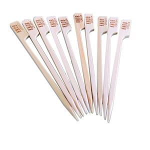 5.9 inch dài tự nhiên bằng gỗ tre phẳng BBQ xiên với Hot đóng dấu logo thương hiệu trên xử lý - Product Image 2