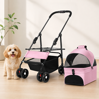 Poussette pour animaux de compagnie avec porte-bébé amovible 360 °   Poussette pour chien et chat avec roues pivotantes, pliage à une main, auvent ventilé, sécurité automobile, couleur personnalisée, logo