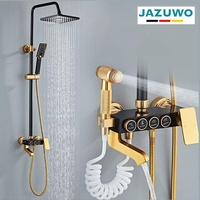 Système de douche de salle de bain Robinet mitigeur or noir Robinet de salle de bain chaud et froid Ensemble de douche thermostatique