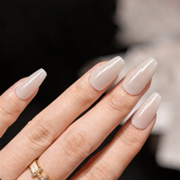 Faux ongles à presser style ballerine, nude laiteux nacré effet œil de chat, brillants et réutilisables pour femmes