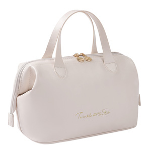 Bolsa de cosméticos de PU impermeable de gran capacidad para mujer, almacenamiento de viaje personalizado, maquillaje para neceser, cremallera duradera, portátil geométrico - Product Image 1