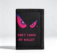 Dompet Lipat Tiga Kain Hitam dengan Tempat Kartu, MOQ Kecil, Cetak Kustom, Dompet Hadiah Keren untuk Suvenir Festival