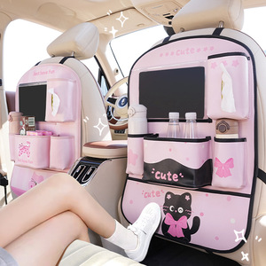 Cute Cartoon <b>Car</b> Back Seat Organizer 8-11 Pockets Multi Functional Storage Bag For <b>Car</b> <b>Interior</b> With Cat Design - Product Image 1