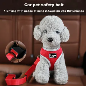 Classic Solid Color Pet Dog Cat Lead Adjustable Strap Buckle Pet Leash Dog Car Seat Belt With Adjustment Metal Buckle