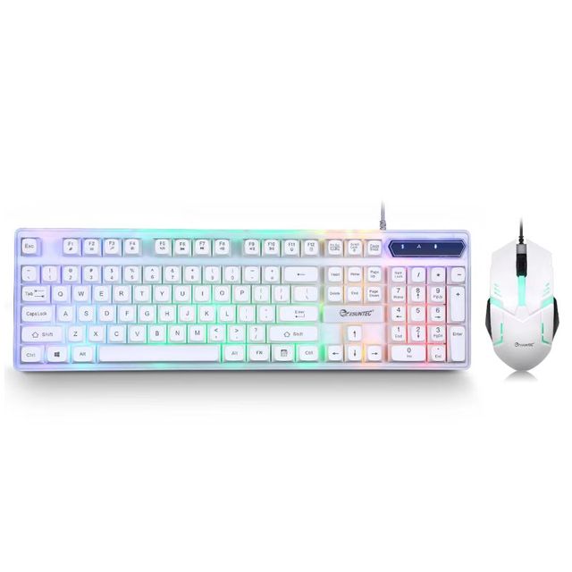 104-Key Wired Mechanical LED Backlit USB Gaming Keyboard Mouse Set with Ergonomic Design Multimedia Function Keys 1000 DPI Stock