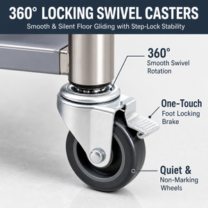 รถเข็นเก็บของสแตนเลส 3 ชั้น ดีไซน์ทันสมัย เป็นมิตรกับสิ่งแวดล้อม กันน้ำ ทนความร้อน ปรับได้อเนกประสงค์ สำหรับห้องครัว - Product Image 4
