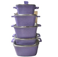 Ensemble complet de 10 ustensiles de cuisine carrés avec base à chauffage rapide, casseroles de 20-32 cm, faitouts familiaux et faitout peu profond de 28 cm, approvisionnement en gros
