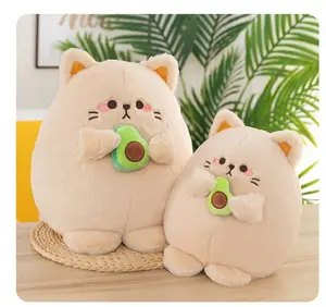 Toptan Kawaii sevimli doldurulmuş kedi Plushies avokado yumuşak oyuncak çocuklar için