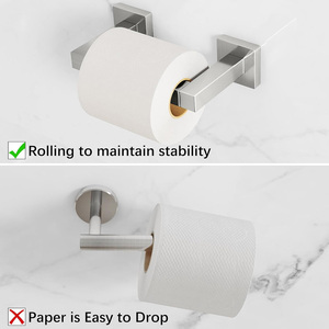 <span class=keywords><strong>Porte</strong></span>-<span class=keywords><strong>papier</strong></span> toilette mural en acier inoxydable argenté de style moderne Gcheng, installation facile - Product Image 3