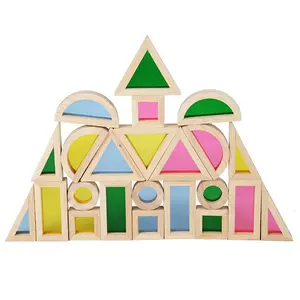 Construcción Arco Iris apilador de madera bloques de apilamiento Montessori preescolar aprendizaje juguetes educativos para bebés niños pequeños niños niñas