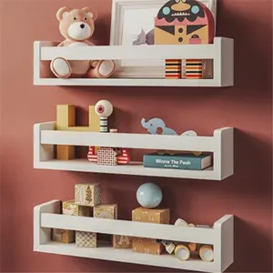 Set di 3 mensole bianche per camerette in legno massello ideale per libri giocattoli e decorazioni mensola da parete classica in legno bianco per libri