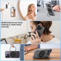 Support de téléphone magnétique en alliage d'aluminium avec anneau rotatif à 360°, béquille flexible, aimants N52, fixation murale étanche pour téléphone portable