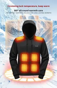 EN Stock hommes Smart électrique chauffage veste 100% Polyester décontracté manteau à capuche décontracté chaleur chauffée sweat à capuche pour unisexe - Product Image 2