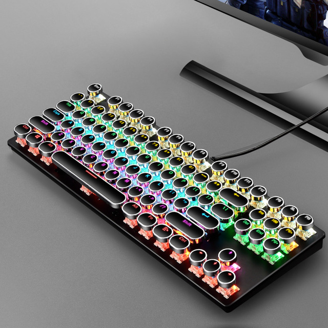 Hot Selling 87-Key Wired Ergonomic RGB Mechanical Gaming Keyboard New Laptop and Desktop Computer Accessory with Colorful LED