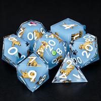 Dés polyédriques personnalisés en résine solide à motif animalier, lot de 7 pour D&D, RPG et jeux de rôle COC