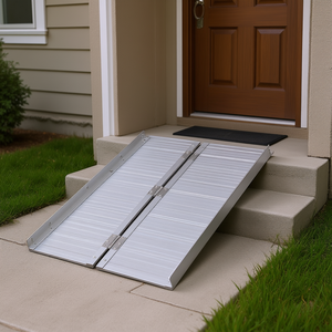 Rampa de Aluminio para Sillas de Ruedas, 4 Pies, Plegable, Superficie Antideslizante, Placas de Transición para Uso Doméstico - Product Image 2