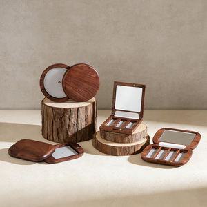 Boîtier compact en bois de rose massif, couleur naturelle foncée, écologique, pour parfum, poudre pressée ou blush - Product Image 1
