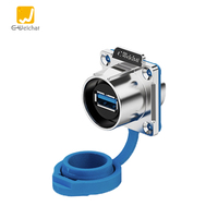 Conector USB Macho-Hembra E-Weichat LP24 USB3.0 IP67 Resistente al Agua con Función de Carga y Transferencia de Datos, Negro
