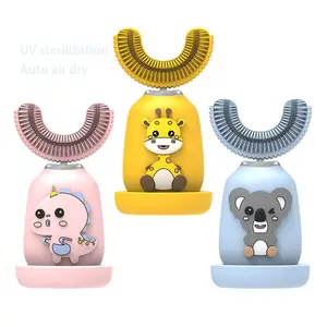 Sikat gigi anak bayi, lucu lembut 4 Pak produsen mainan Teether bayi 3 In 1 sisi Latihan pintar berbentuk U otomatis sikat gigi anak-anak