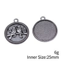 Breloque Perroquets Amoureux en Alliage de Zinc Argent Vieilli, Médaillon Rond à Branches pour Accent de Bouquet de Mariée