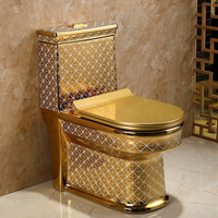 Toilette une pièce en céramique plaquée or en forme de diamant de luxe toilette dorée cuvette de toilette toilette une pièce