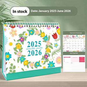 <span class=keywords><strong>Calendrier</strong></span> de table en papier créatif 2026, décoration d'intérieur, 18 mois, impression de <span class=keywords><strong>calendrier</strong></span> avec horloge pour l'affichage - Product Image 1