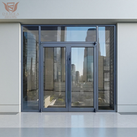 Puerta de Entrada Comercial de Aluminio con Vidrio Esmerilado, Aislamiento Acústico y Térmico, Impermeable, de Acero Inoxidable, Manual, Moderna