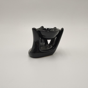 Quemador de Aceite de Cerámica Negra, Calentador de Cera Decorativo No Eléctrico para Aromaterapia y Fragancia del Hogar, Aroma Sensacional - Product Image 3