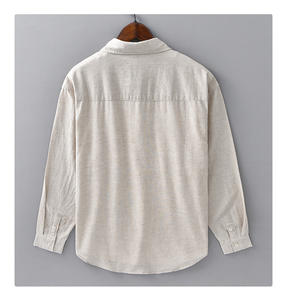 Camicia Casual da uomo in cotone <span class=keywords><strong>M</strong></span>-3XL primavera estate camicia Casual da uomo con risvolto in cotone a maniche lunghe top camicia semplice Versatile - Product Image 5