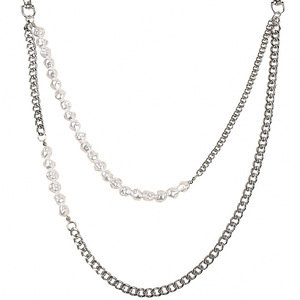 Double Layered Pearl <b>Waist</b> <b>Chain</b> Imitation Pearl Metal <b>Chain</b> Hip Hop Streetwear Accessory For Men And Women Daily Wear - Product Image 5