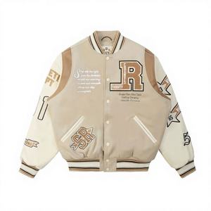 Custom Cotton Fleece <b>Mens</b> <b>Baseball</b> <b>Jacket</b> Embroidery Patch <b>Jacket</b> - Product Image 1