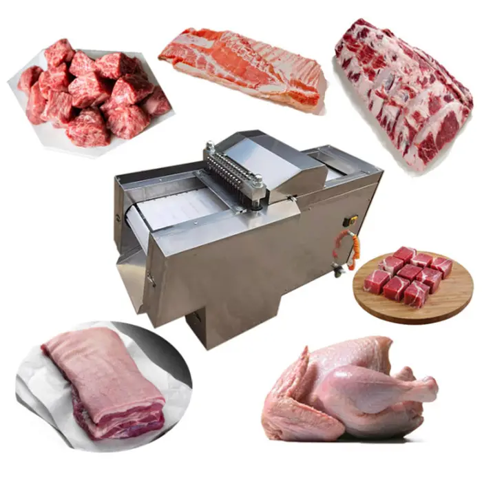 Hiệu quả butcher Máy Móc thịt Cube Máy cắt thịt Máy cắt thịt bò gà Dicer tự động