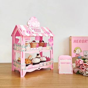 Đáng Yêu Xe Hình Dạng 2-Lớp Cupcake Tráng Miệng Giấy Đứng Hiển Thị Giá Cho Kẹo Cửa Hàng Ice Cream Sinh Nhật Chủ Đề Đảng Hiển Thị - Product Image 5