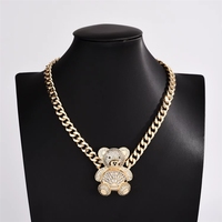Collier Ours Diamanté Personnalisable Style Hip Hop, Chaîne Créative Mignonne, Accessoire Cadeau pour Femme