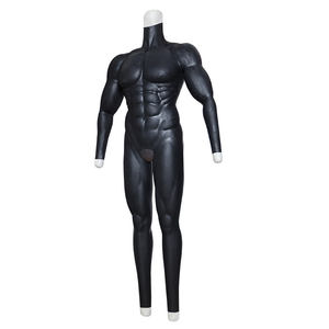 Peau foncée ton corps complet hommes Silicone Muscle Costume fausse poitrine muscle Simulation pour Cosplay Halloween mascarade déguisement - Product Image 3