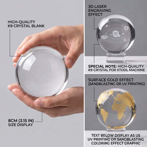 Esfera de Cristal K9 Transparente <span class=keywords><strong>Grabada</strong></span> con Láser 3D <span class=keywords><strong>Personalizada</strong></span>, Bola Mágica Curativa para Fotografía con Tamaño Personalizado de 60 mm a 100 mm - Product Image 2