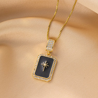 Collier pendentif géométrique Rectangle en acier inoxydable Collier Renaissance or CZ Couple Colliers d'amitié pour hommes femmes