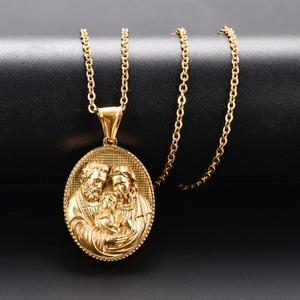 Pendentifs chrétiens en acier inoxydable Jésus Vierge Marie pour colliers DIY, pour femmes et hommes, chaîne couleur or, breloque, bijoux religieux en métal - Product Image 4