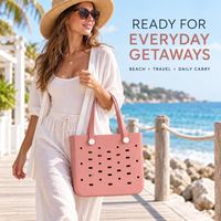 Sac de plage classique de taille moyenne en caoutchouc, sac à main étanche en EVA avec breloques DIY et trous perforés pour femme, idéal pour les voyages et le shopping