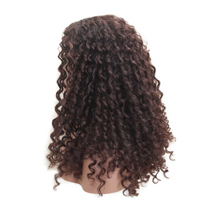 Ombre marrone nero <span class=keywords><strong>Jerry</strong></span> arricciatura onda di acqua parrucca sintetica per le donne lunghi capelli ricci del bambino con pizzo Toupee Base e HD pizzo di colore - Product Image 5