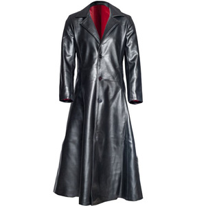 Cappotto lungo da uomo Punk gotico cappotto lungo <span class=keywords><strong>nero</strong></span> giacca invernale in <span class=keywords><strong>pelle</strong></span> Goth Vampire Coat Dark Knight Cool Cape Coat - Product Image 4