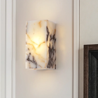 Luxe noir cuboïde pierre naturelle applique haut de gamme chambre chevet LED applique salon salle de bain étanche luminaire