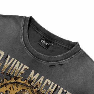 T-shirts pour hommes respirants à col rond et manches courtes, style vintage délavé, imprimé DTG personnalisé, motif robot steampunk, décontractés - Product Image 4