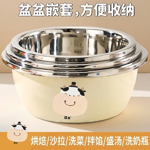 Juego de tazones de cocina de acero inoxidable, 3 piezas, tazón hondo de calidad alimentaria para lavar verduras y mezclar fideos - Product Image 5