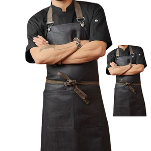 ผ้ากันเปื้อนเชฟแบบไม่มีแขน หนังคุณภาพสูง พรีเมียม ปรับแต่งได้ ผ้ากันเปื้อนครัวดีไซน์ทันสมัย มีช่องใส่มีด สำหรับช่างตัดผมระดับโลก ป้องกันความร้อน - Product Image 5