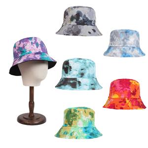 Chapeau bob réversible imprimé tie-dye japonais et coréen, grande taille, pour femme, été, protection solaire extérieure, source de diffusion en direct - Product Image 1