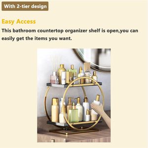 2-Tier Cosmetic <b>Storage</b> Box, Practical Carbon Steel <b>Dressing</b> <b>Table</b> Organizer Rack, Suitable for Bathroom, Kitchen, and Vanity - Product Image 4