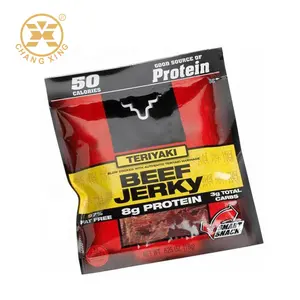 Custom Dried Food Snack Meat Beef Jerky Plastic Packaging Bags With Frosted Windows